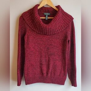 **SOLD**Womens LRL Lauren Jeans Co Ralph Lauren Red & Black Cowl Neck Sweater M